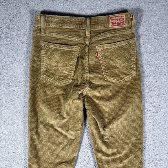 Levi’s 721 Corduroy Pants Women’s Size 29x30 Fit 28x28 Golden Brown Olive Skinny - Picture 9 of 14
